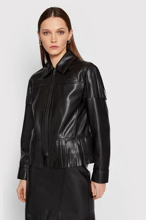 Karl Lagerfeld Kurtka z imitacji skóry Fringe 220W1405 Regular Fit