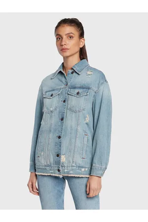 Sisley Kurtka jeansowa 27WDLN00P Relaxed Fit