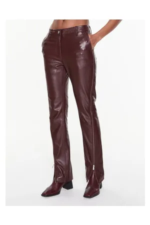 REMAIN Spodnie skórzane Leather Zipper RM2053 Straight Fit