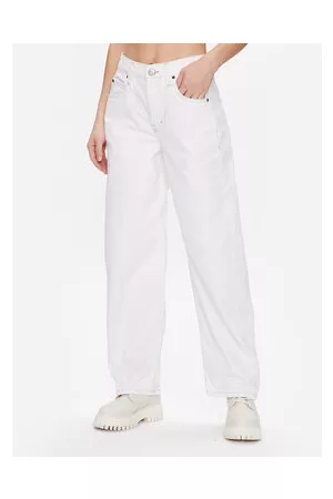 BDG Urban Outfitters Kobieta Spodnie Baggy - Spodnie materiałowe BDG LOGAN CINCH WHITE 76473347 Relaxed Fit