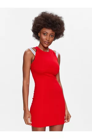 Tommy Hilfiger Kobieta Sukienki dopasowane - Sukienka codzienna Tjw Logo Taping Strap Bodycon DW0DW15350 Bodycon Fit