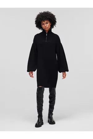 Karl Lagerfeld Kobieta Sukienki Dzianinowe - Sukienka dzianinowa Logo 226W2008 Relaxed Fit