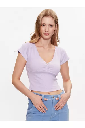 BDG Urban Outfitters Kobieta T-shirty z Krótkimi Rękawami - Top BDG AIMEE POINTELLE TOP 76468321 Slim Fit