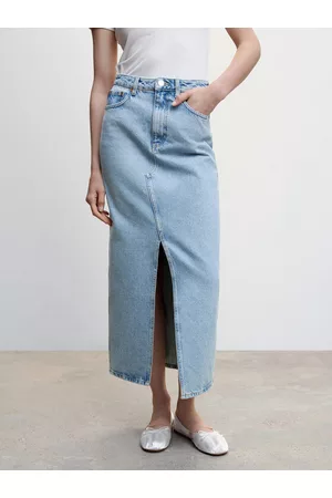 MANGO Kobieta Długie - Spódnica jeansowa Matilda 47094765 Regular Fit