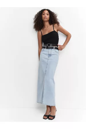MANGO Kobieta Długie - Spódnica jeansowa Aida 57040161 Regular Fit