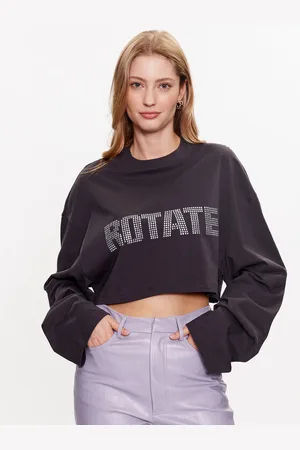 ROTATE Bluzka Rhinestone Tyra 7003211959 Cropped Fit
