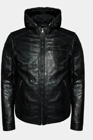Serge Pariente Kurtka skórzana Chic Hood Slim Fit