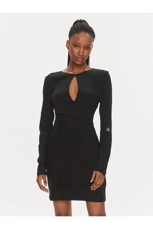 Calvin Klein Sukienka koktajlowa Front Split Wrap Ls Dress J20J222516 Slim Fit