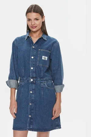 Calvin Klein Sukienka jeansowa Darted Denim Shirt Dress J20J222461 Slim Fit