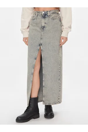 Calvin Klein Spódnica jeansowa Front Split Maxi Denim Skirt J20J222869 Slim Fit