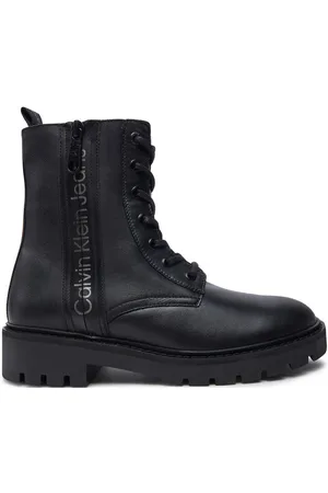 Calvin Klein Botki Combat Mid Laceup Zip Wn YW0YW01035