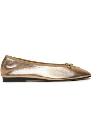 Tommy Hilfiger Baleriny Ballerina Soft Leather Metallic FW0FW08452