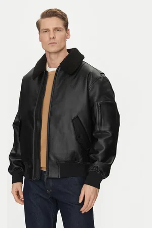 Calvin Klein Kurtka z imitacji skóry Faux Leather Aviator J30J326729 Regular Fit