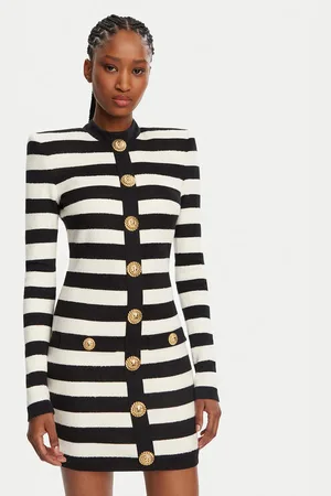 Balmain Sukienka dzianinowa DF1R9193JI70 Regular Fit