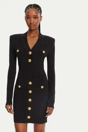 Balmain Sukienka dzianinowa DF1R8059KB07 Regular Fit