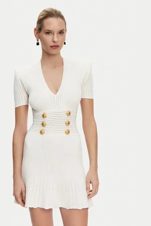 Balmain Sukienka dzianinowa DF1R7320KF24 Regular Fit