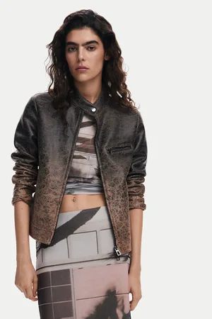 Desigual Kurtka skórzana 25SWEW44 Regular Fit