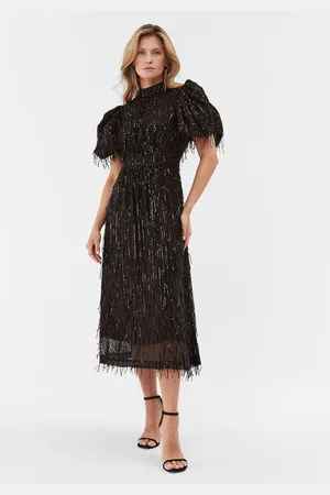 ROTATE Sukienka koktajlowa Sequin Midi Puff 111627100 Regular Fit