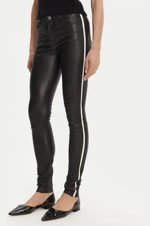 Serge Pariente Spodnie skórzane Sexy Stretch Thin Strip Slim Fit