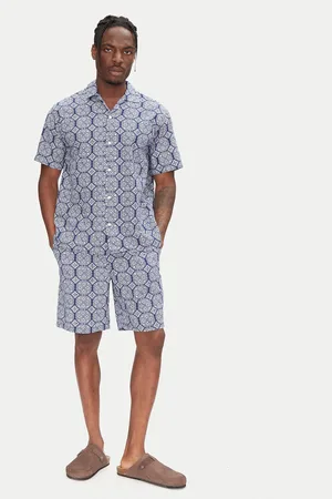 JACK & JONES Komplet koszula i szorty materiałowe Seersucker 12284648 Relaxed Fit