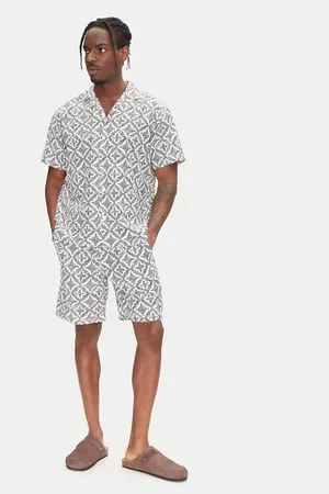 JACK & JONES Komplet koszula i szorty materiałowe Seersucker 12284648 Relaxed Fit