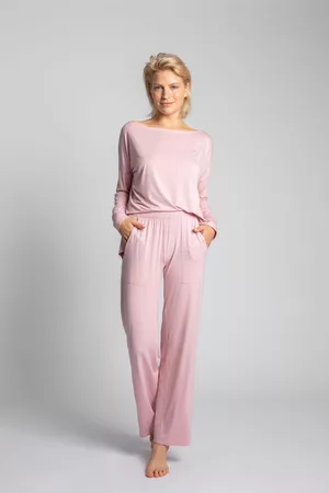 MOE Wiskozowe spodnie od piżamy z szerokimi nogawkami -różowe