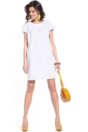 Tessita Luźna sukienka z krótkim rękawem - biała