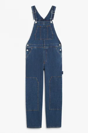 Monki Kobieta Ogrodniczki jeansowe - Striped denim dungarees
