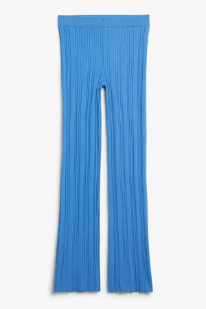 Monki Regular waist rib knit trousers