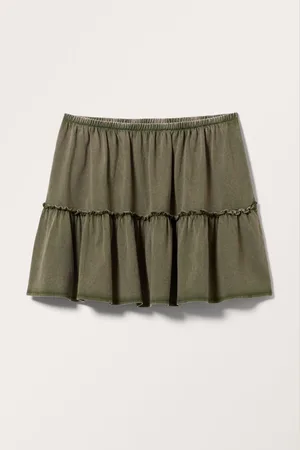 Monki Washed Ruffled Mini Skirt