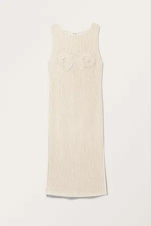 Monki Long Shell-detailed Crochet Dress