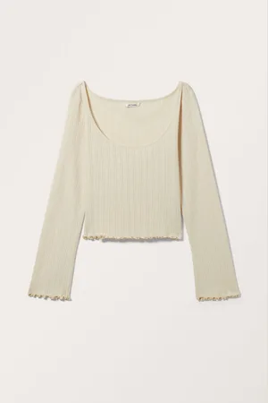 Monki Long Sleeve Scoop Neck Top