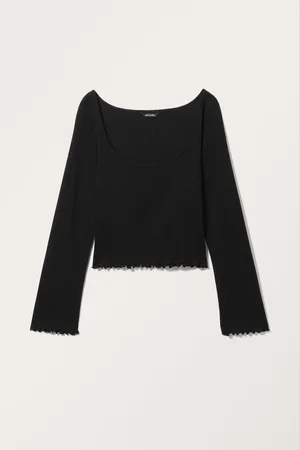 Monki Long Sleeve Scoop Neck Top
