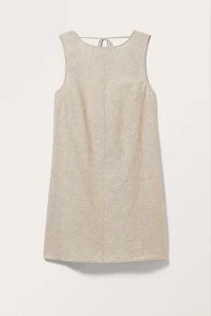Monki Open Back Mini Linen Blend Dress