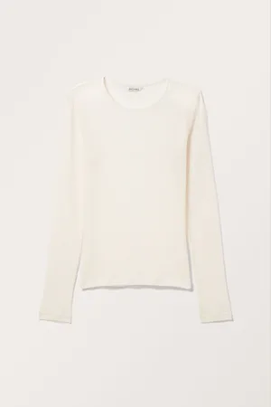 Monki Ribbed Long Sleeve Mesh Top
