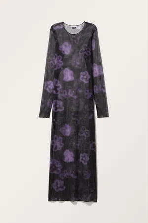 Monki Mesh Long Sleeve Maxi Dress