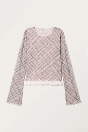 Monki Mesh Long Sleeve Top