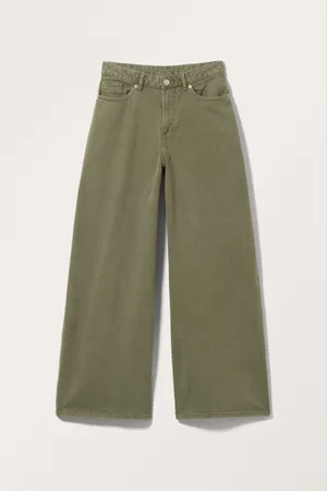 Monki Wide Regular Waist Twill Trousers