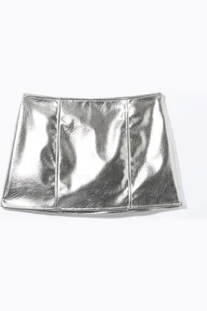 Monki Vented Faux Leather Mini Skirt