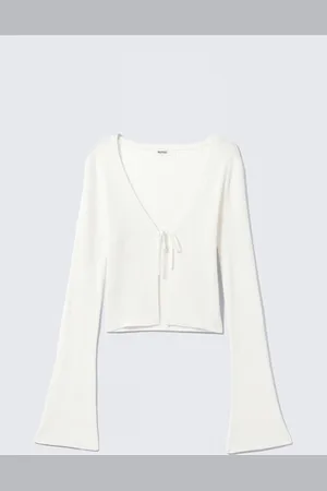 Monki Ribbed Tie-Front Cardigan