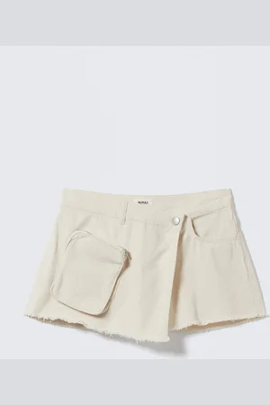 Monki Asymmetric Cotton Twill Wrap Skort