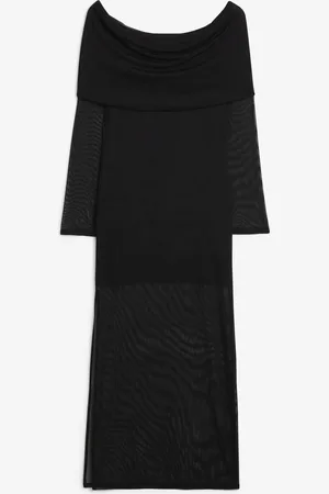 Monki Long sleeved off shoulder maxi dress