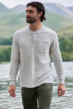 Mountain Warehouse Selby - męska koszulka Henley, wzór plastra pszczelego