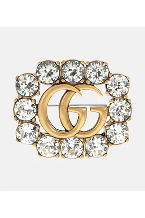Gucci Double G crystal-embellished brooch