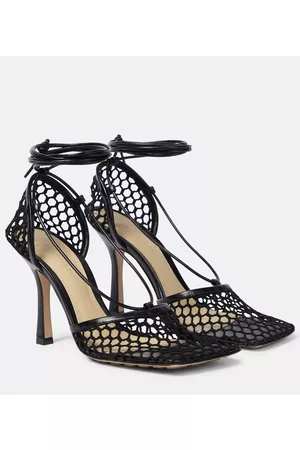 Bottega Veneta Stretch leather-trimmed mesh pumps