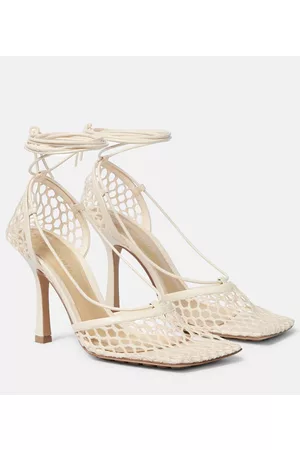 Bottega Veneta Stretch leather-trimmed mesh pumps