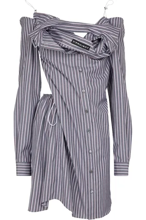 Y / PROJECT Striped cotton shirt dress