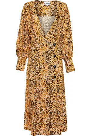 Ganni Leopard-print crÃªpe midi dress