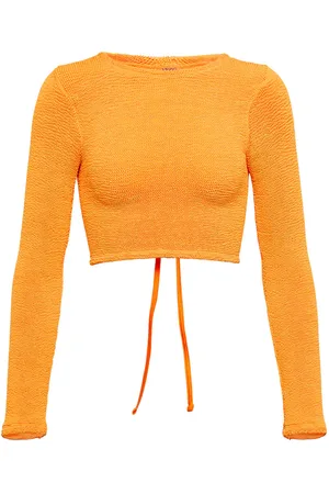 Hunza G Celeste seersucker crop top