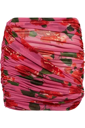 MAGDA BUTRYM Floral draped mesh miniskirt